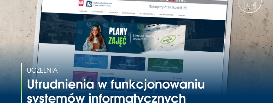 Utrudnienia w systemach informatycznych Uczelni Państwowej w Sanoku