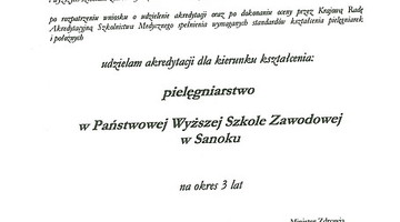 Certyfikaty akredytacyjne dla kierunku "pielęgniarstwo"