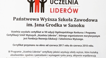 Certyfikaty - Uczelnia Liderów